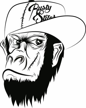 Rusty Stitches - Monkey - Black zmensene 50 a 30